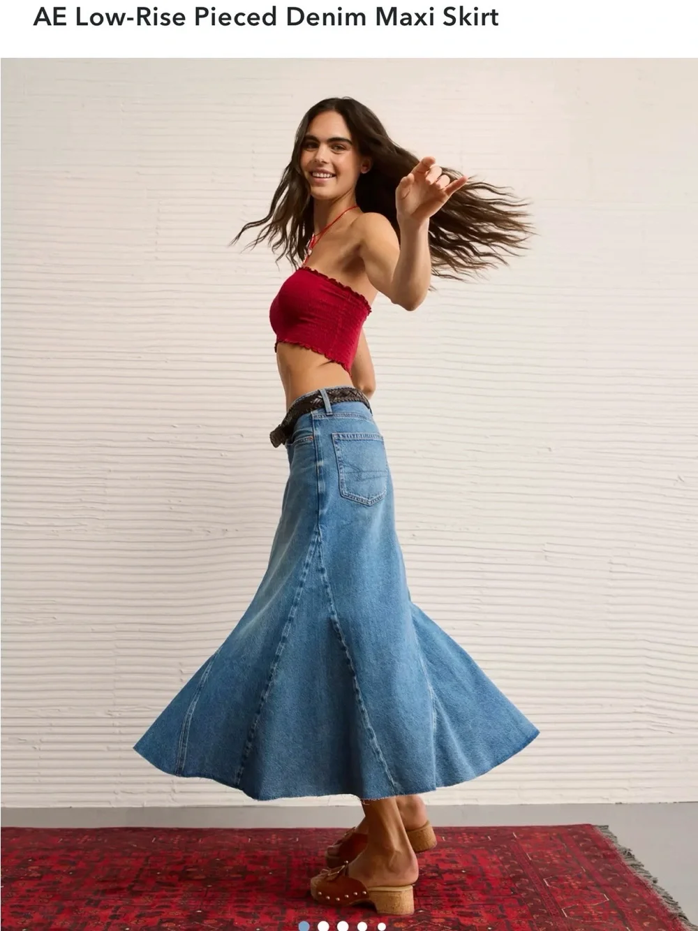 American Eagle Outfitters Denim Pieced Maxi Skirt - Light Blue